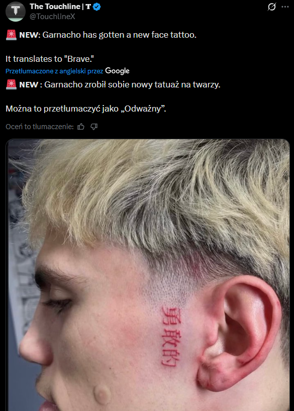 Alejandro Garnacho ma NOWY TATUAŻ NA TWARZY!